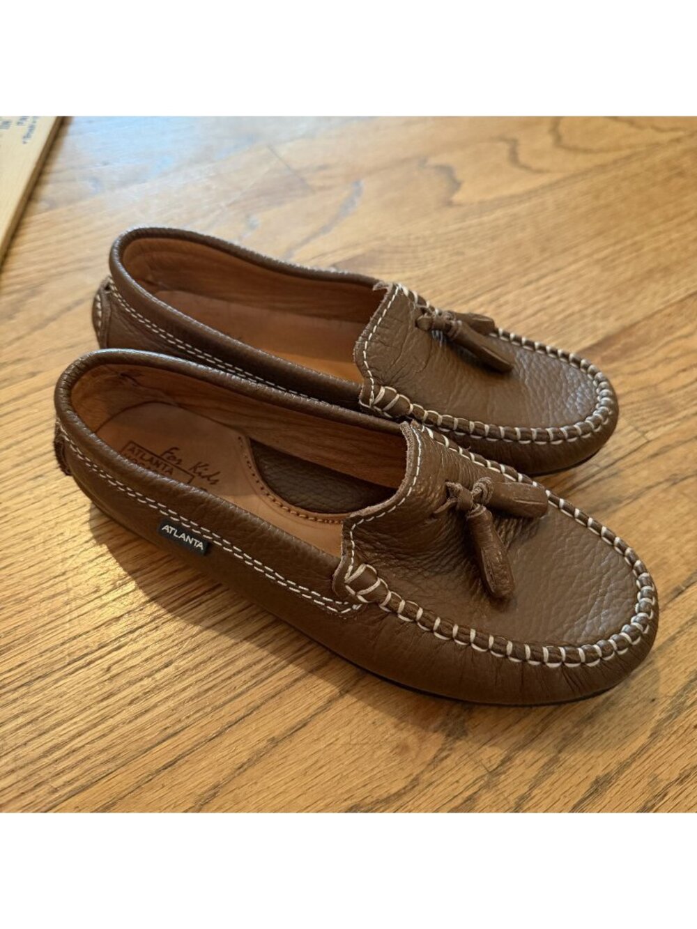 Atlanta Mocassin Boys Leather Loafers Size 33 US 2 Brown